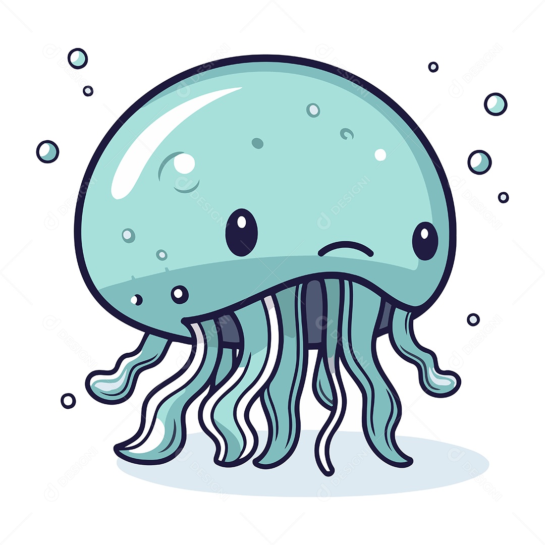 Água Viva de Desenho Animado Ilustração Vetor EPS