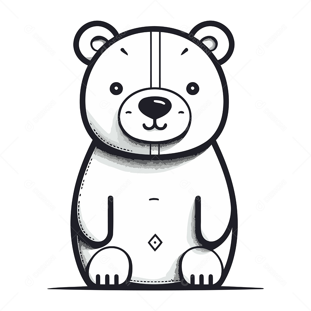 Urso Fofo de Desenho Animado Ilustração Vetor EPS