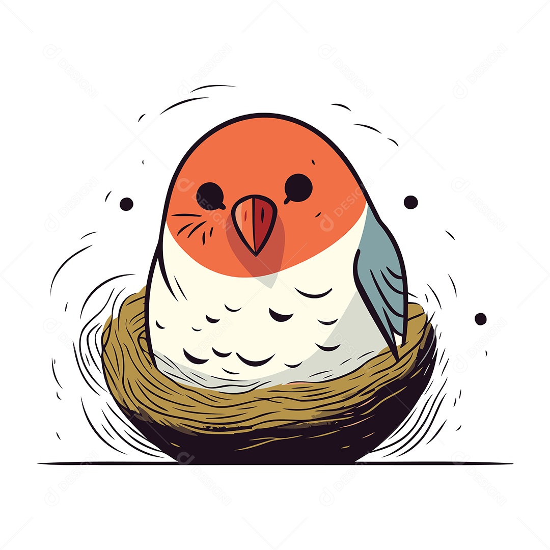 Pássaro Fofo no Ninho Ilustração Vetor EPS