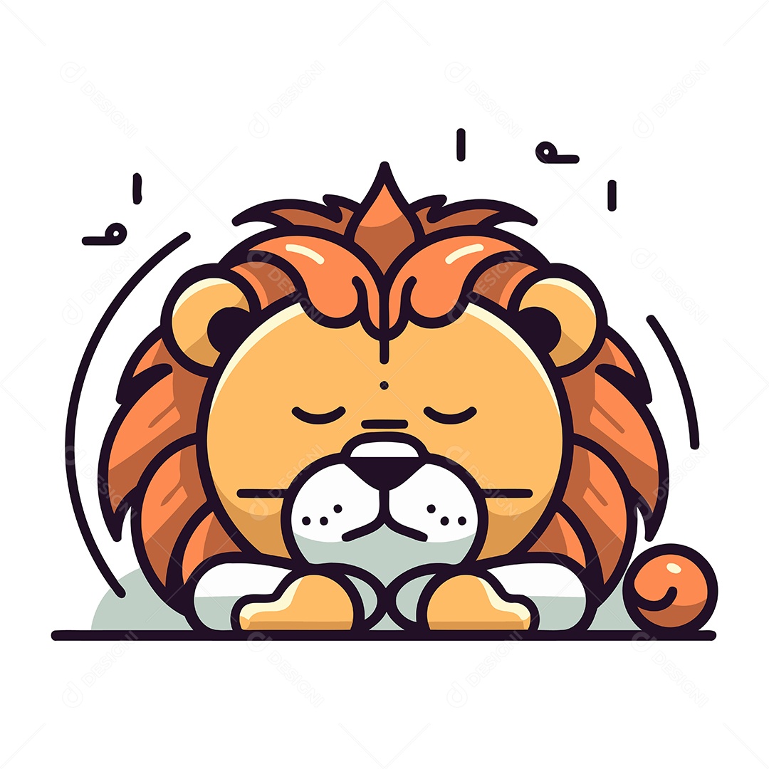 Leão de Desenho Animado Ilustração Vetor EPS