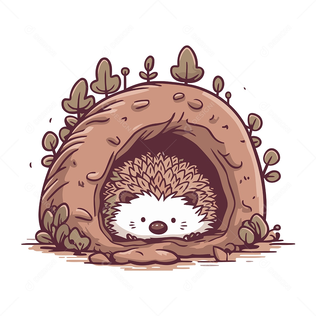 Ouriço Fofo de Desenho Animado Ilustração Vetor EPS