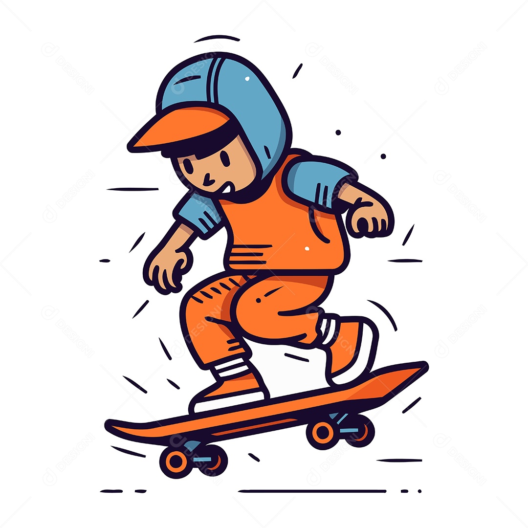 Menino Andando de Skate Ilustração Vetor EPS
