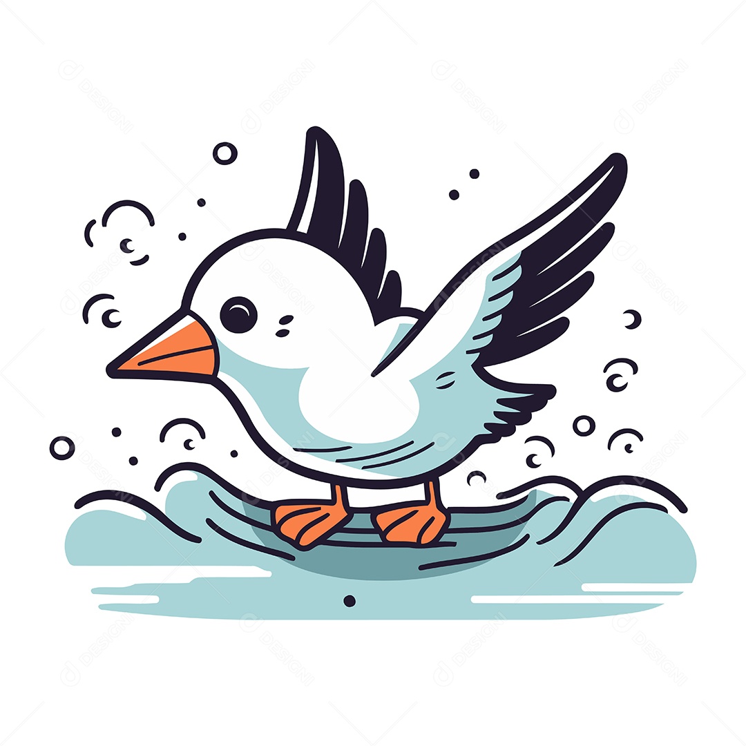 Gaivota de Desenho Animado Ilustração Vetor EPS