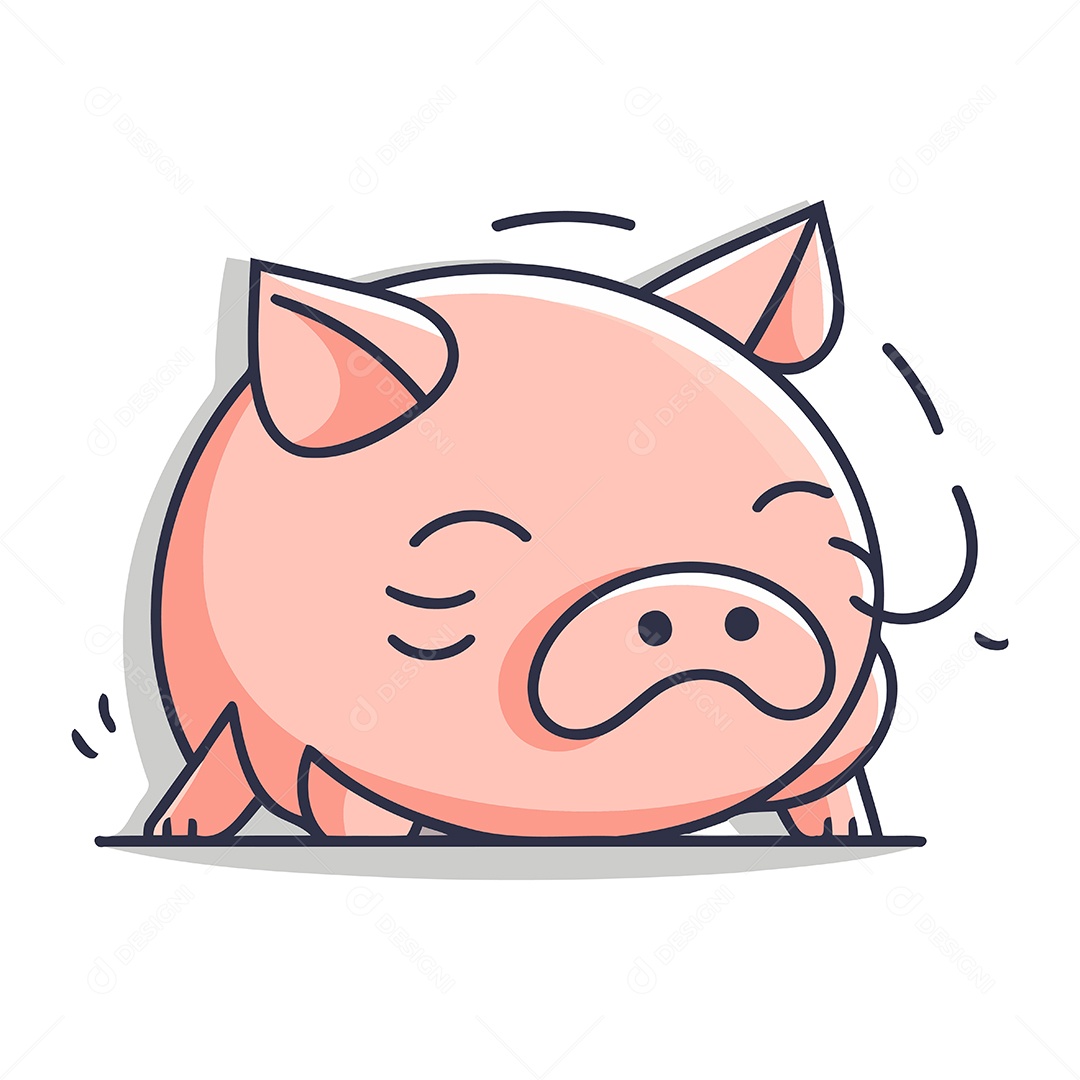 Porco de Desenho Animado Ilustração Vetor EPS