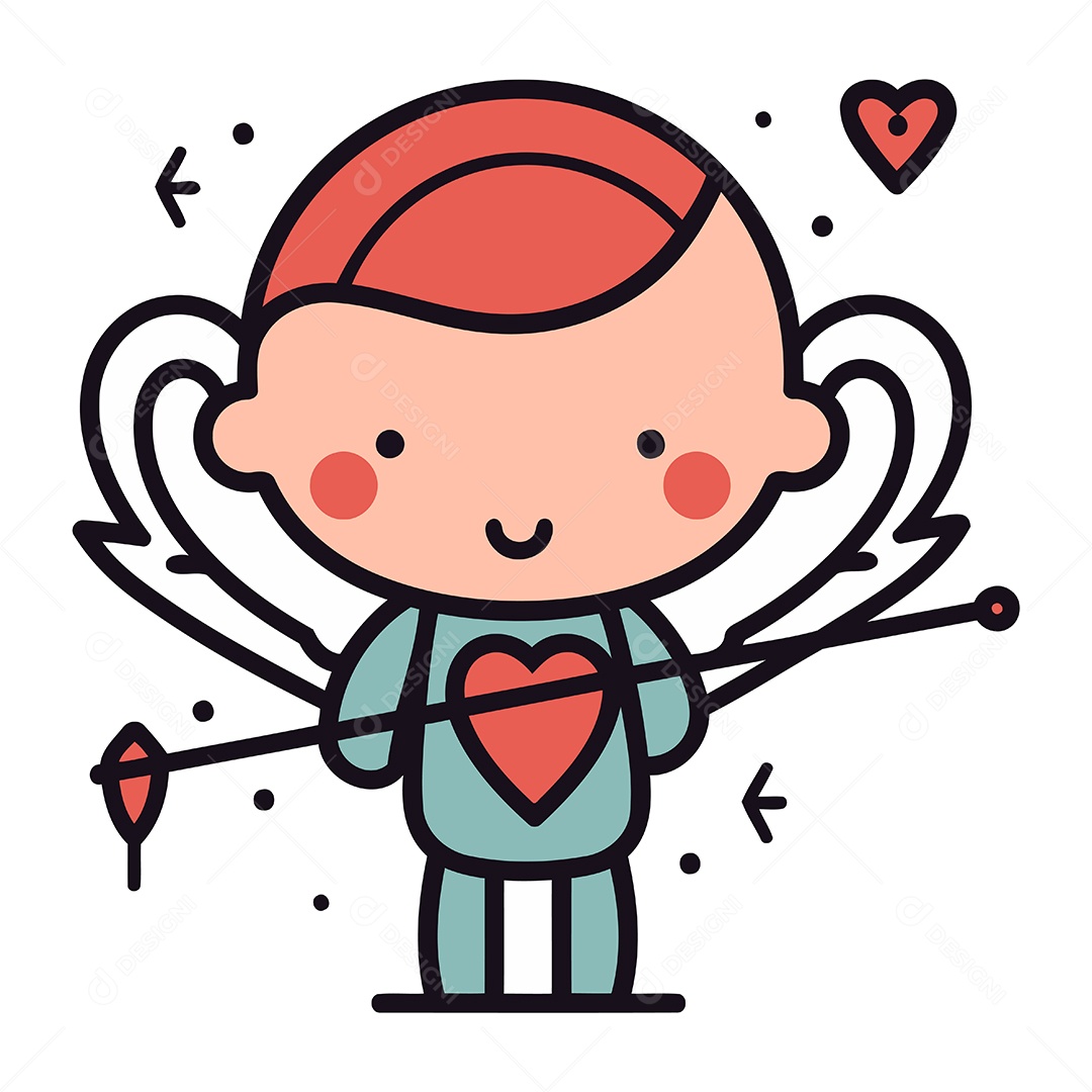 Cupido com Arco e Flecha Ilustração Vetor EPS
