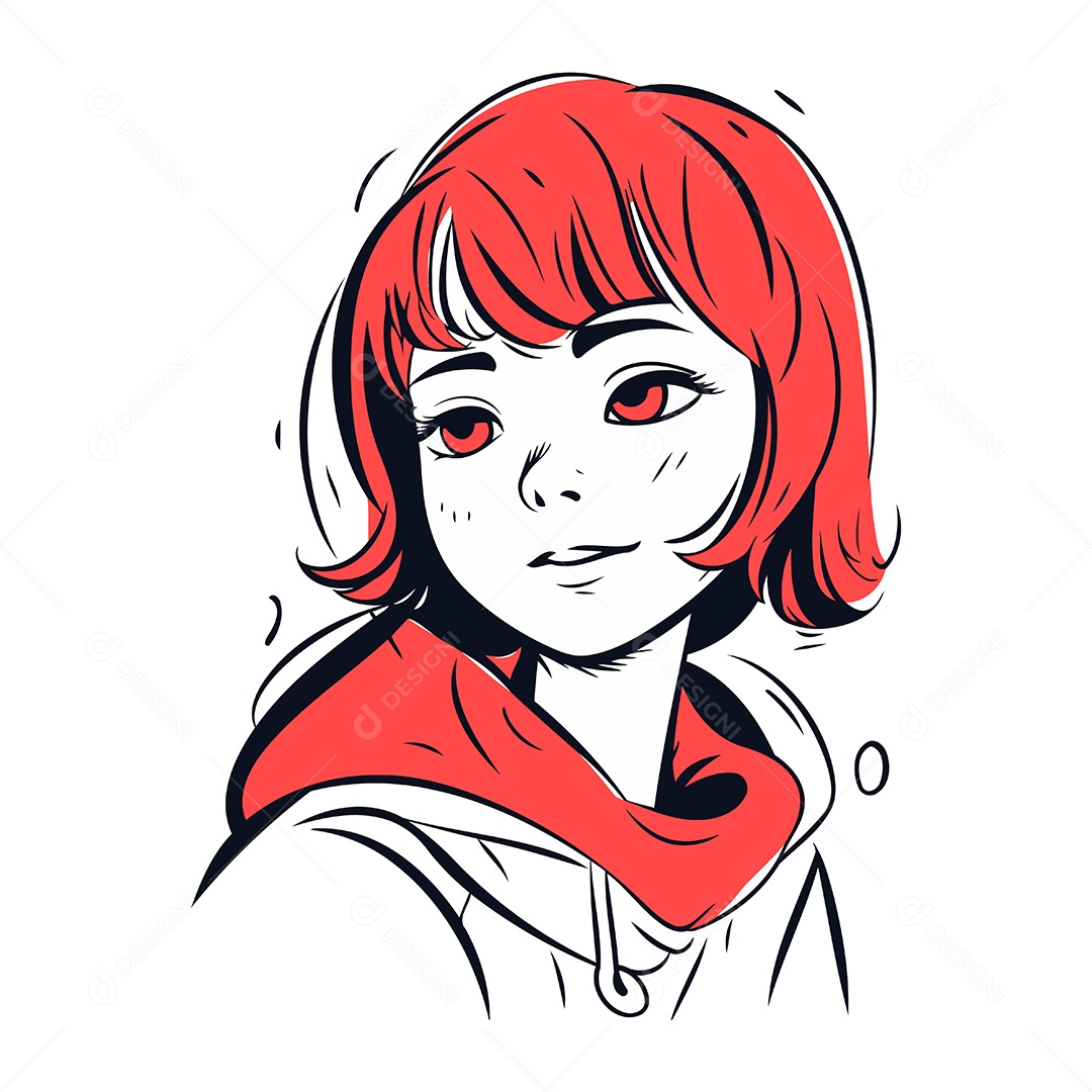 Menina Ruiva de Desenho Animado Ilustração Vetor EPS