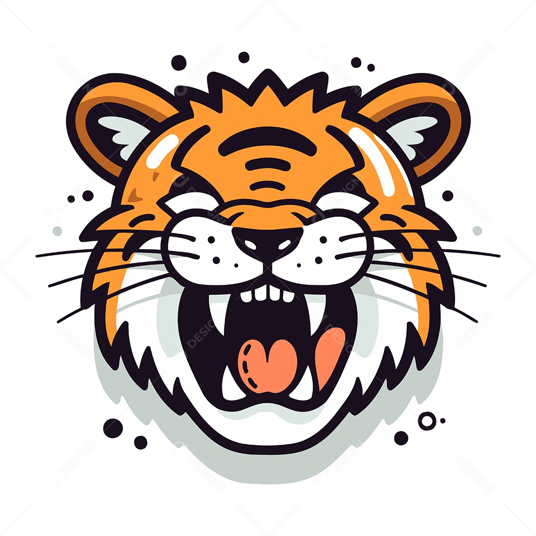 Cabeça de Tigre Desenho Animado Ilustração Vetor EPS