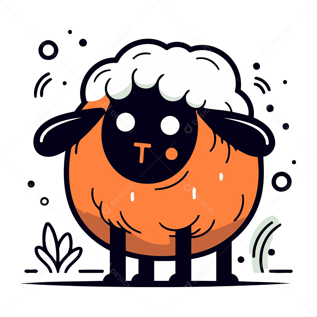 Ovelha Fofa de Desenho Animado Ilustração Vetor EPS