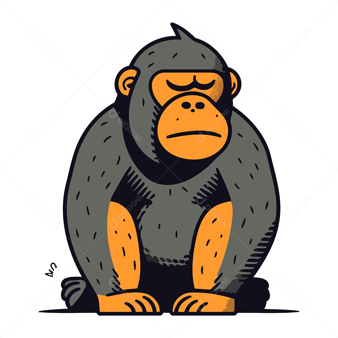 Chimpanzé de Desenho Animado Ilustração Vetor EPS