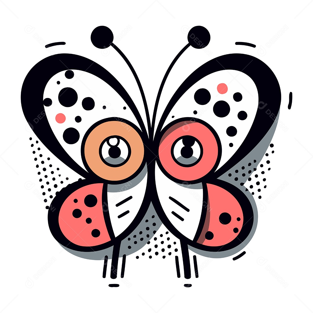 Borboleta de Desenho Animado Ilustração Vetor EPS