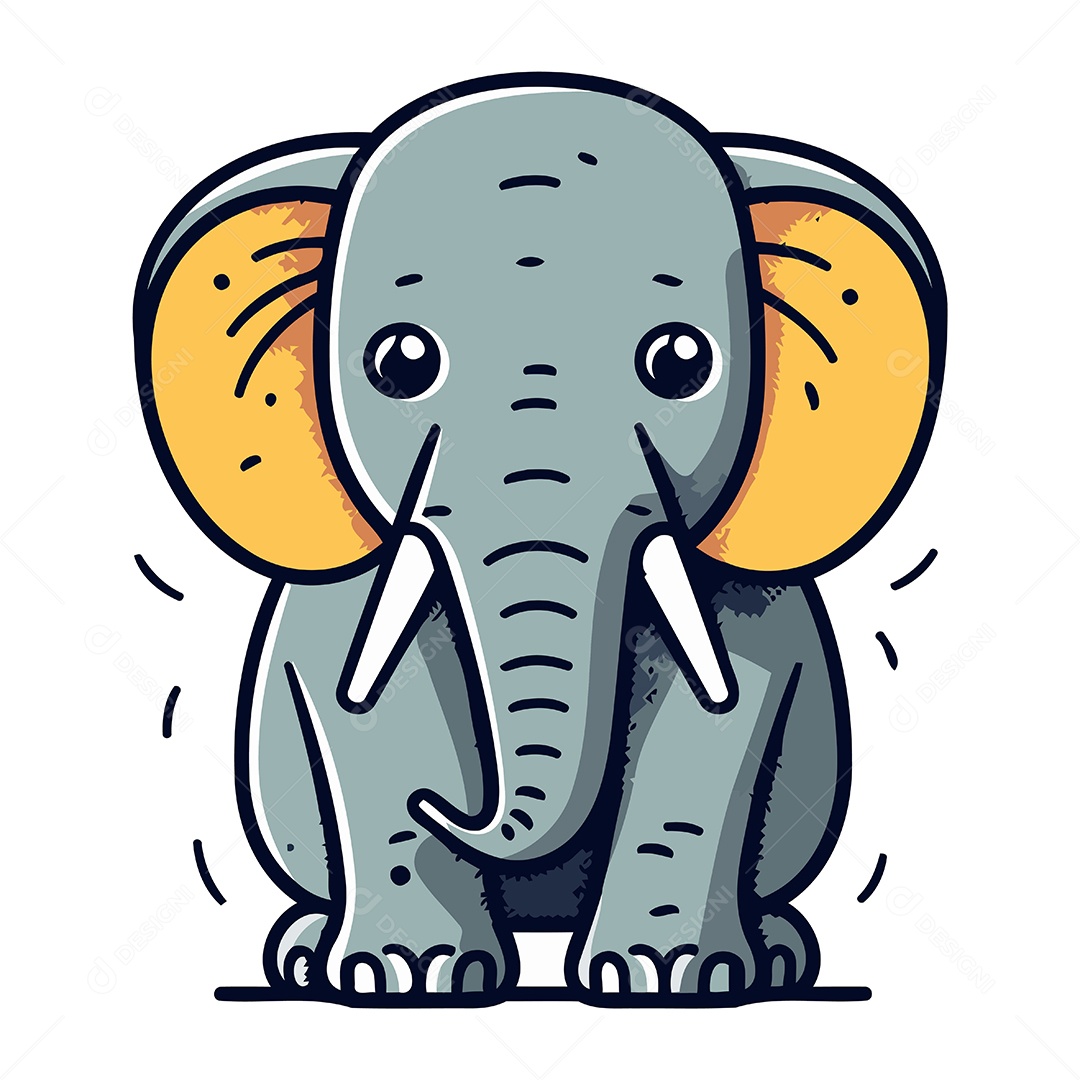 Elefante de Desenho Animado Ilustração Vetor EPS