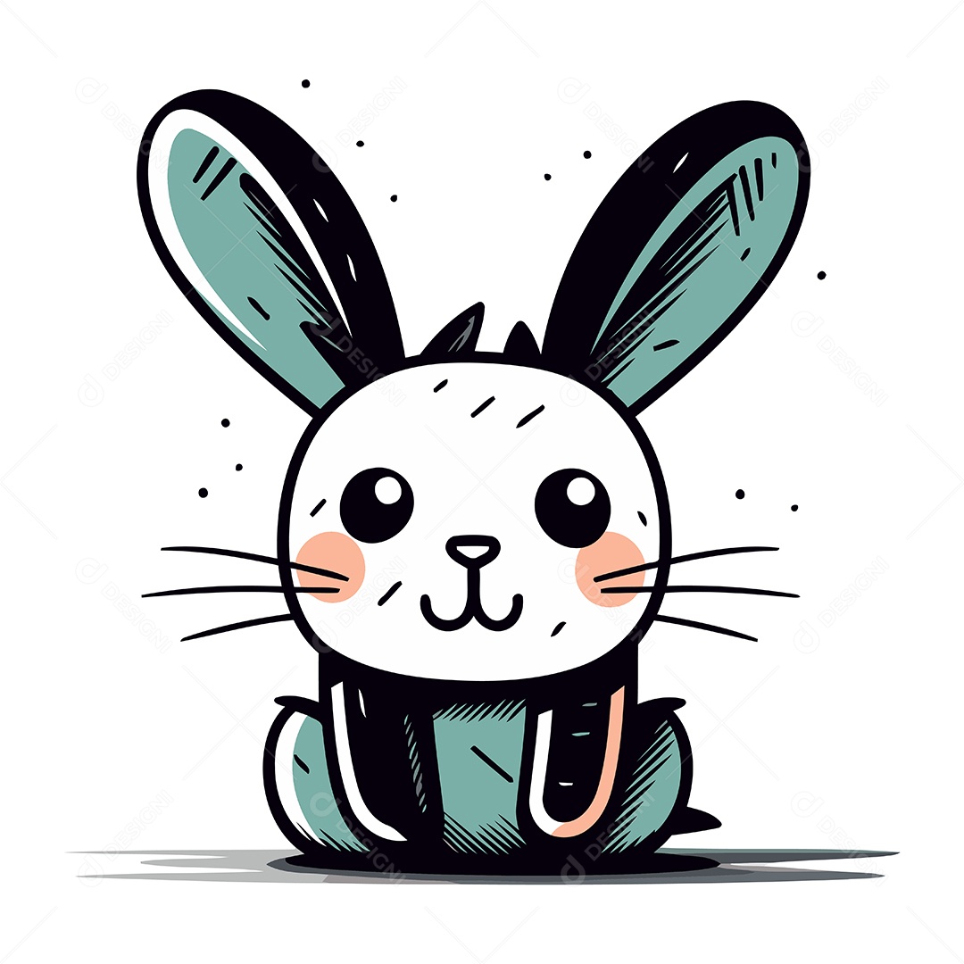 Coelhinho Fofo de Desenho Animado Ilustração Vetor EPS