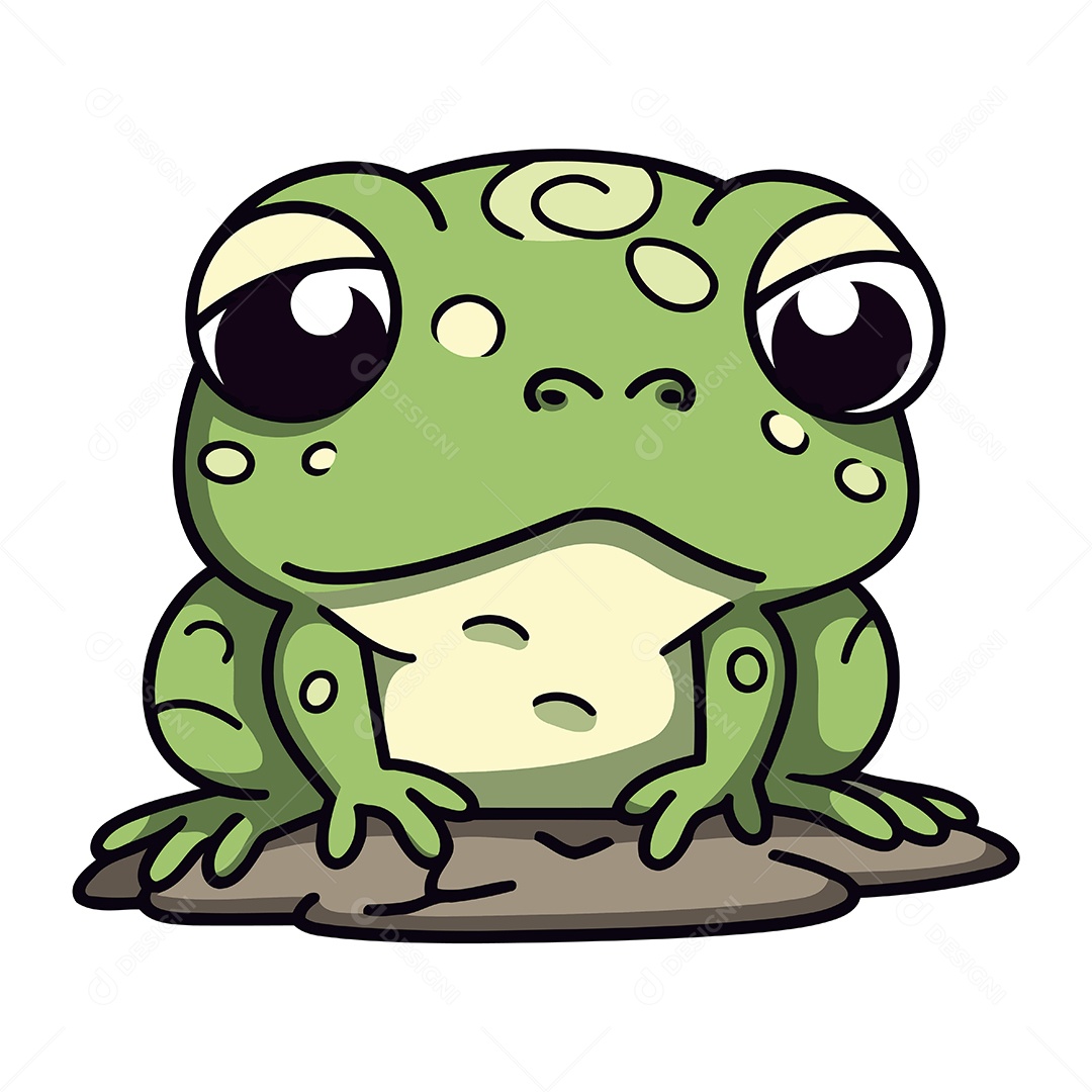 Sapo Fofo de Desenho Animado Ilustração Vetor EPS