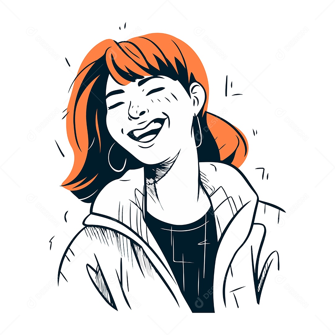 Mulher Ruiva de Desenho Animado Ilustração Vetor EPS