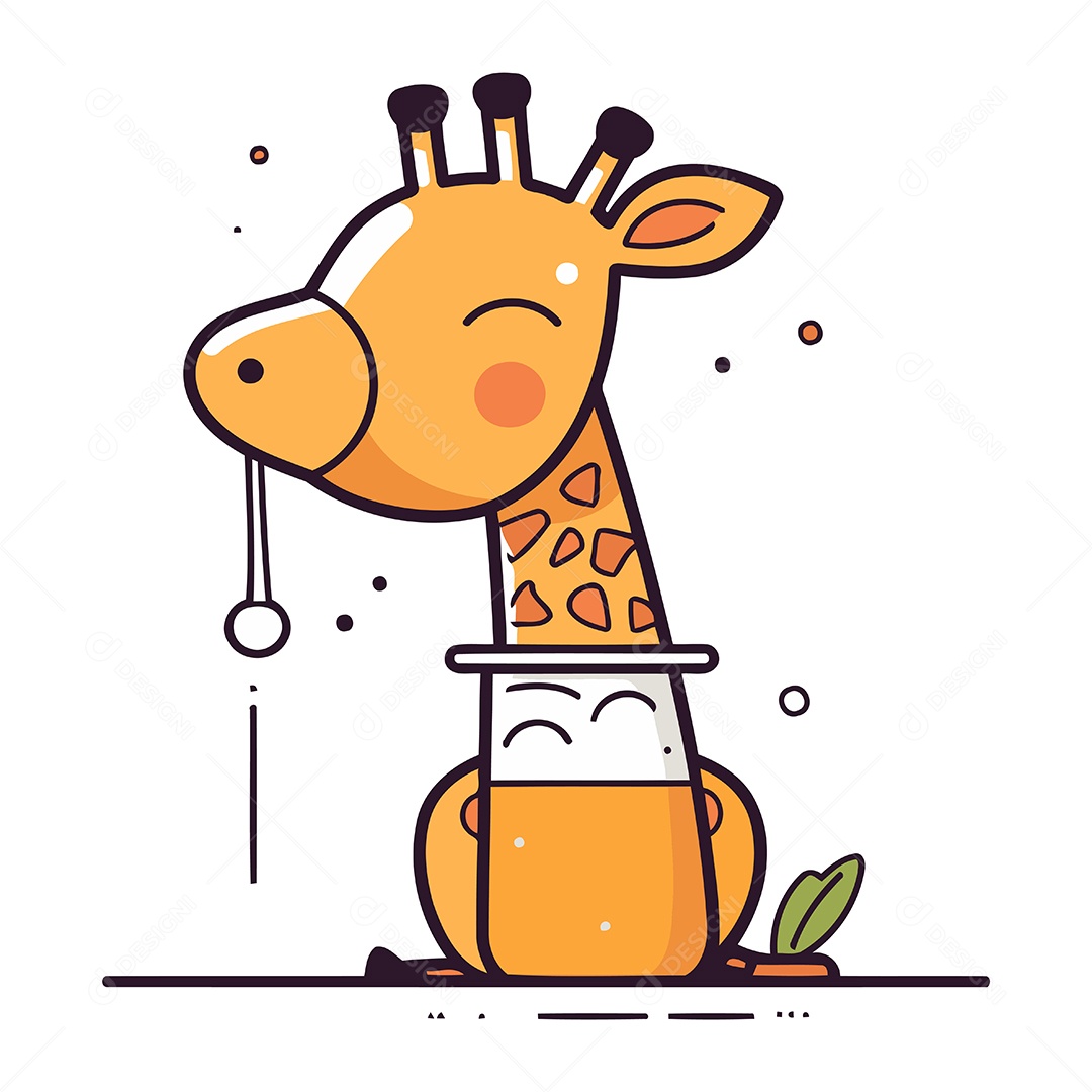 Girafa Fofa de Desenho Animado Ilustração Vetor EPS