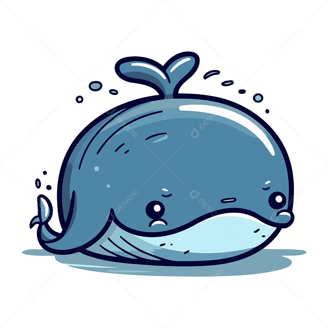 Baleia Fofa de Desenho Animado Ilustração Vetor EPS