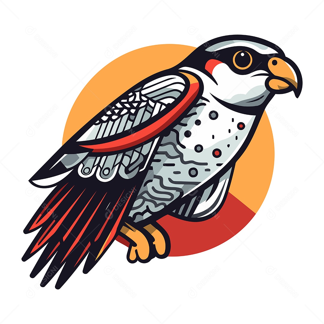Falcão Peregrino de Desenho Animado Ilustração Vetor EPS