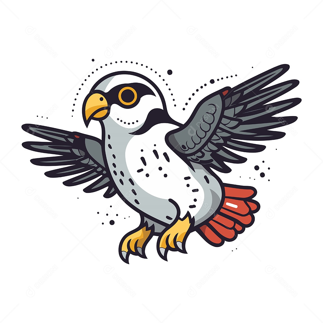 Falcão Peregrino de Desenho Animado Ilustração Vetor EPS