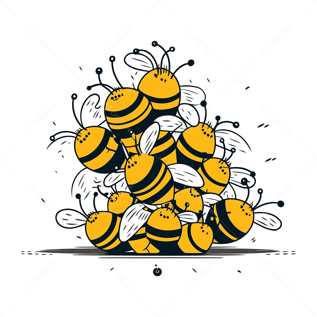 Abelhas de Desenho Animado Ilustração Vetor EPS