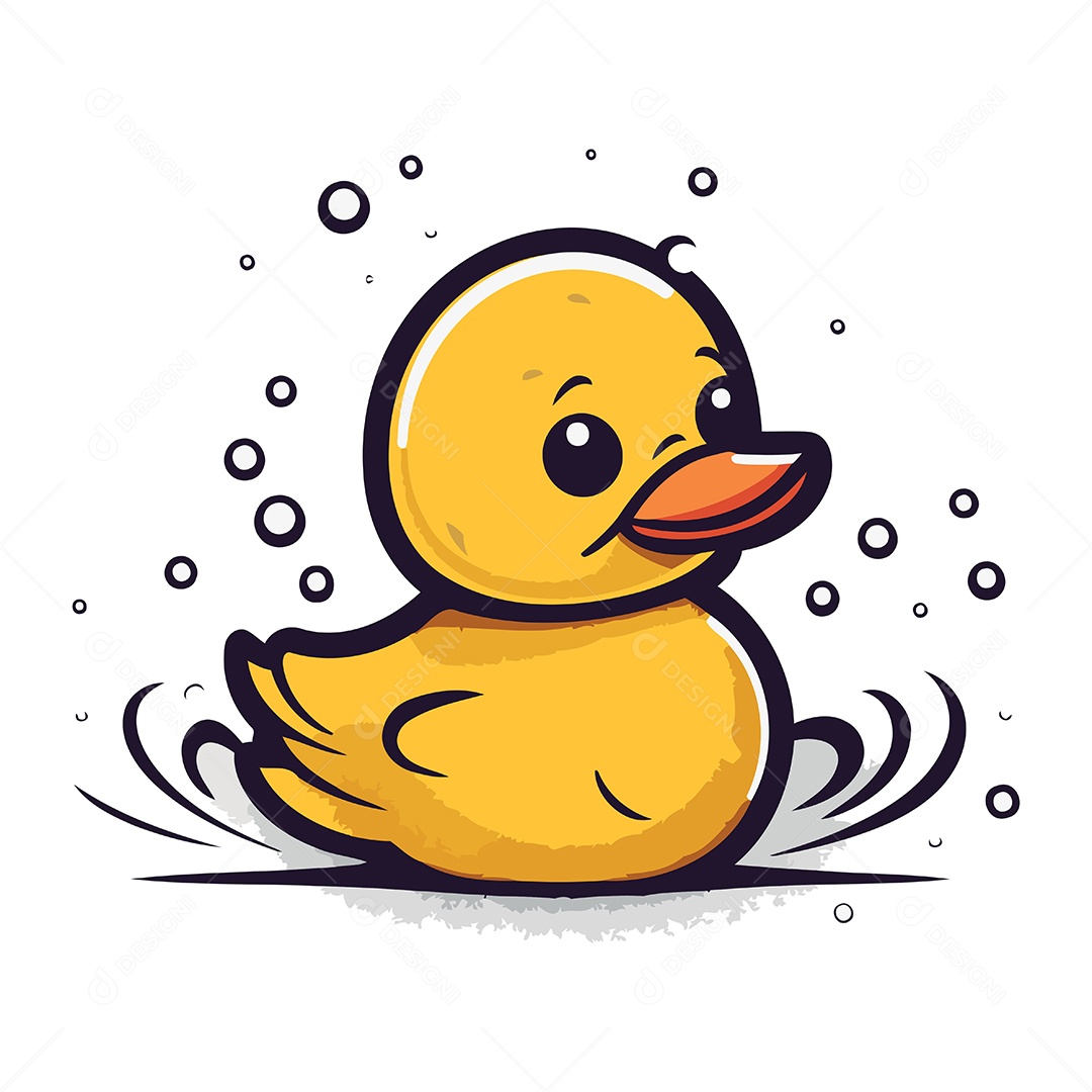 Pato Fofo de Desenho Animado Ilustração Vetor EPS