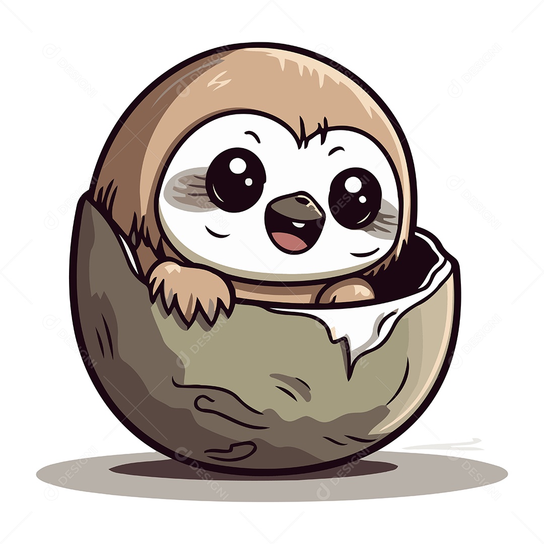 Preguiça Fofa de Desenho Animado Ilustração Vetor EPS