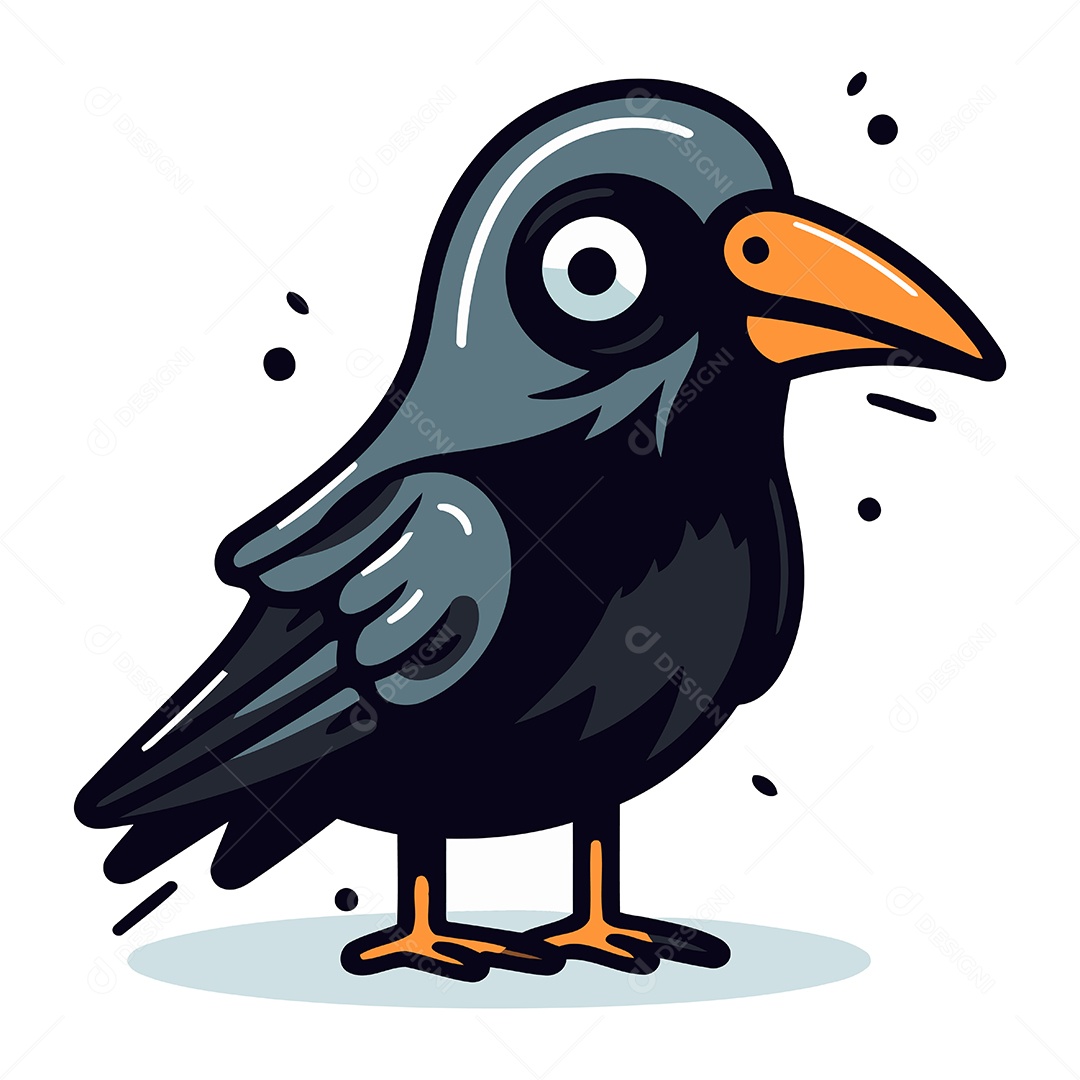 Corvo de Desenho Animado Ilustração Vetor EPS