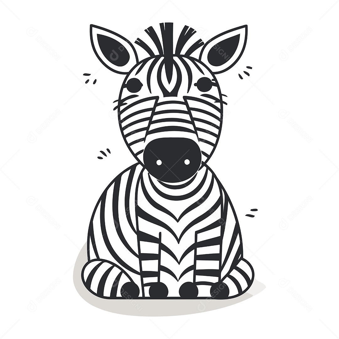 Zebra Fofa de Desenho Animado Ilustração Vetor EPS