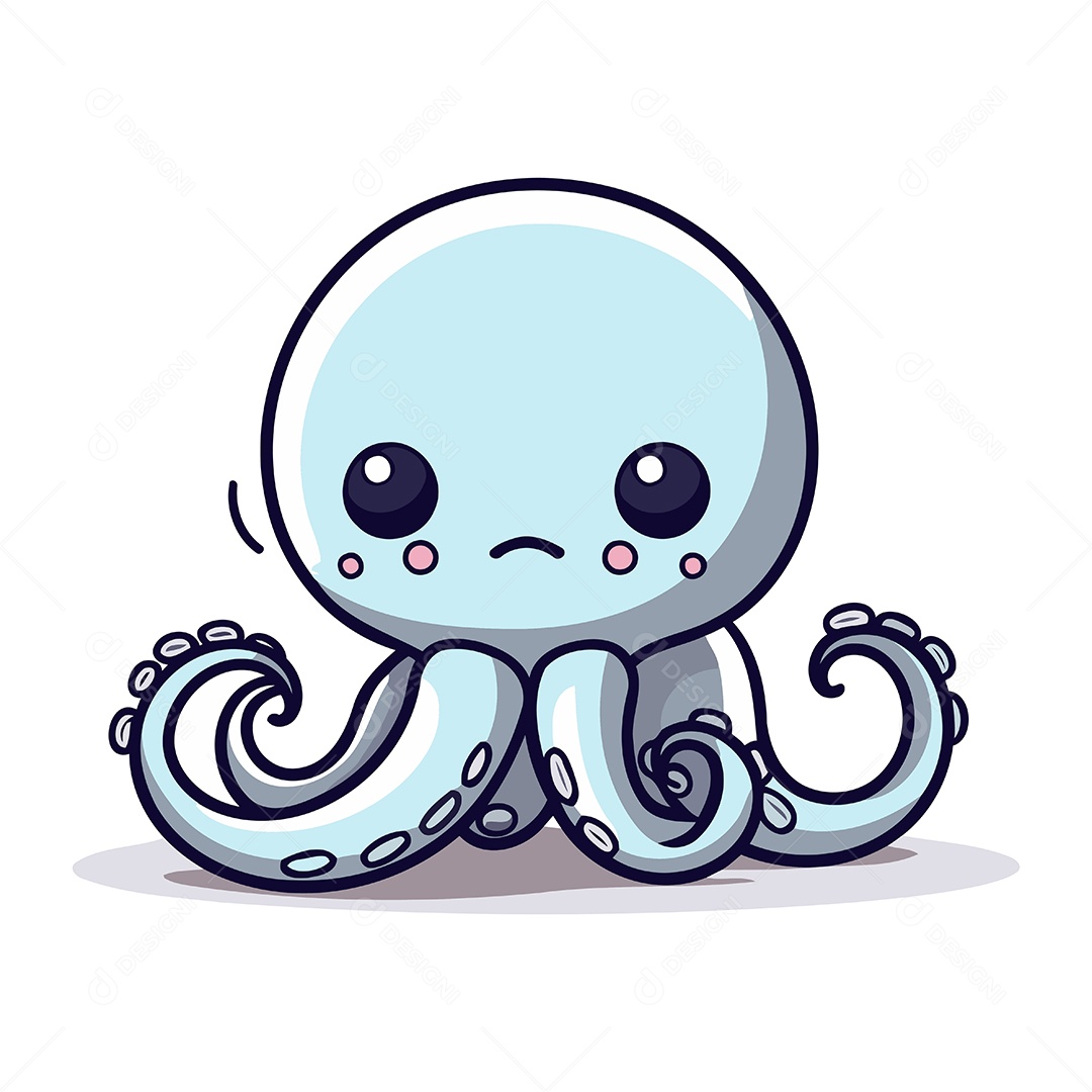 Polvo Fofo de Desenho Animado Ilustração Vetor EPS