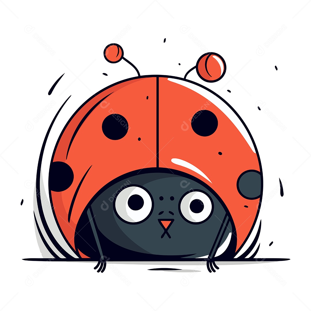 Joaninha Fofa de Desenho Animado Ilustração Vetor EPS