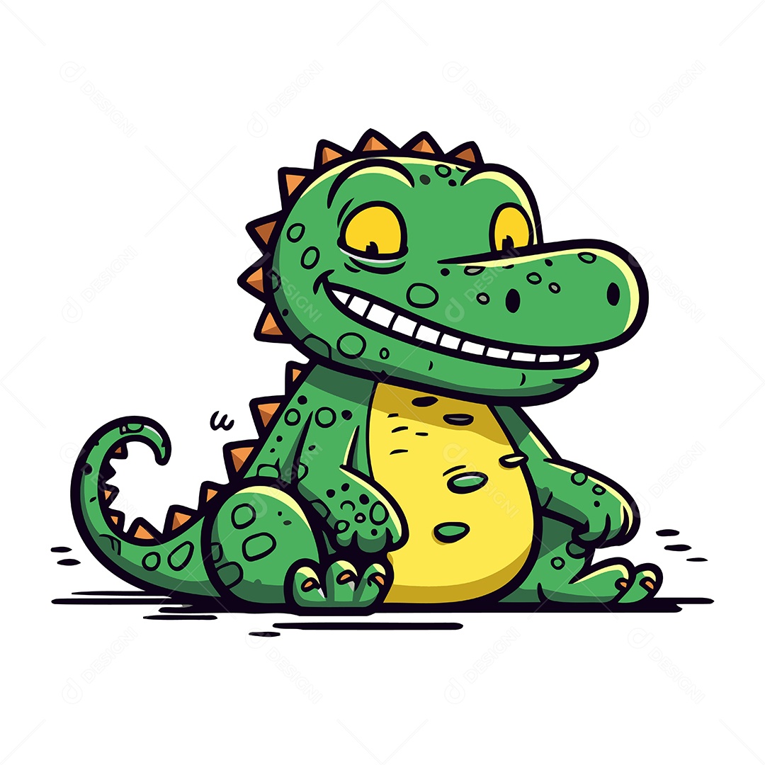 Crocodilo Fofo de Desenho Animado Ilustração Vetor EPS
