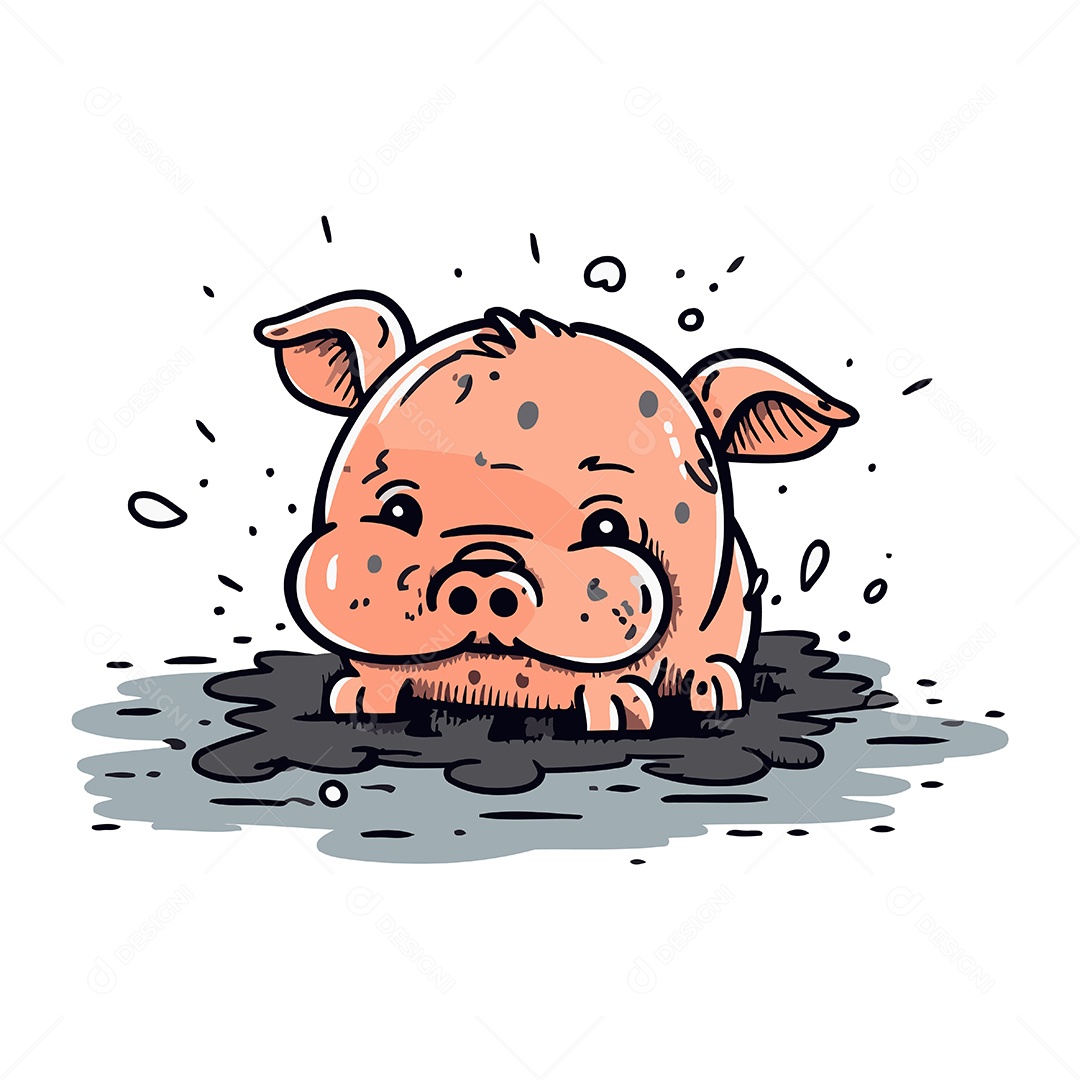 Porco de Desenho Animado Ilustração Vetor EPS