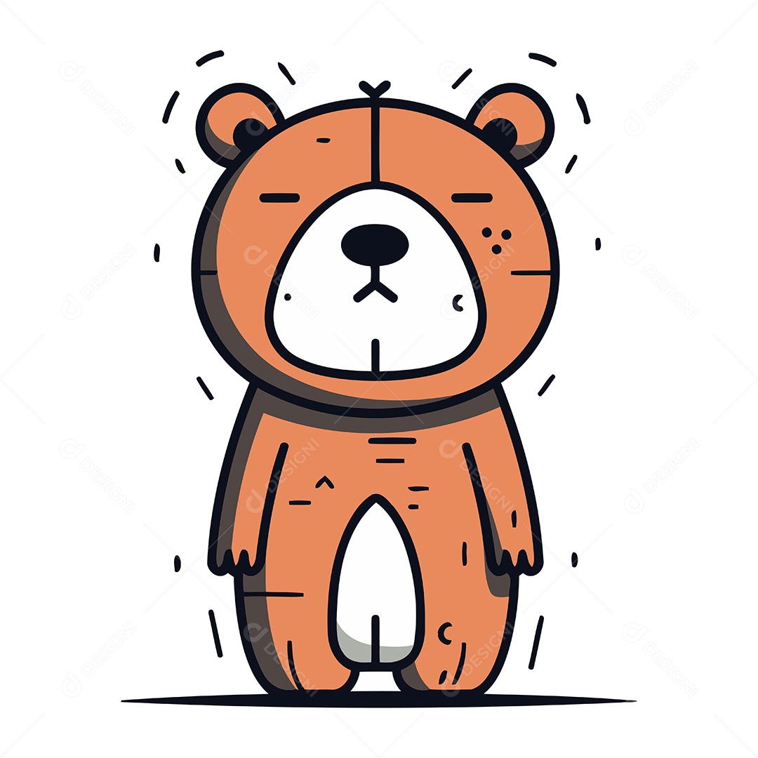 Urso Fofo de Desenho Animado Ilustração Vetor EPS