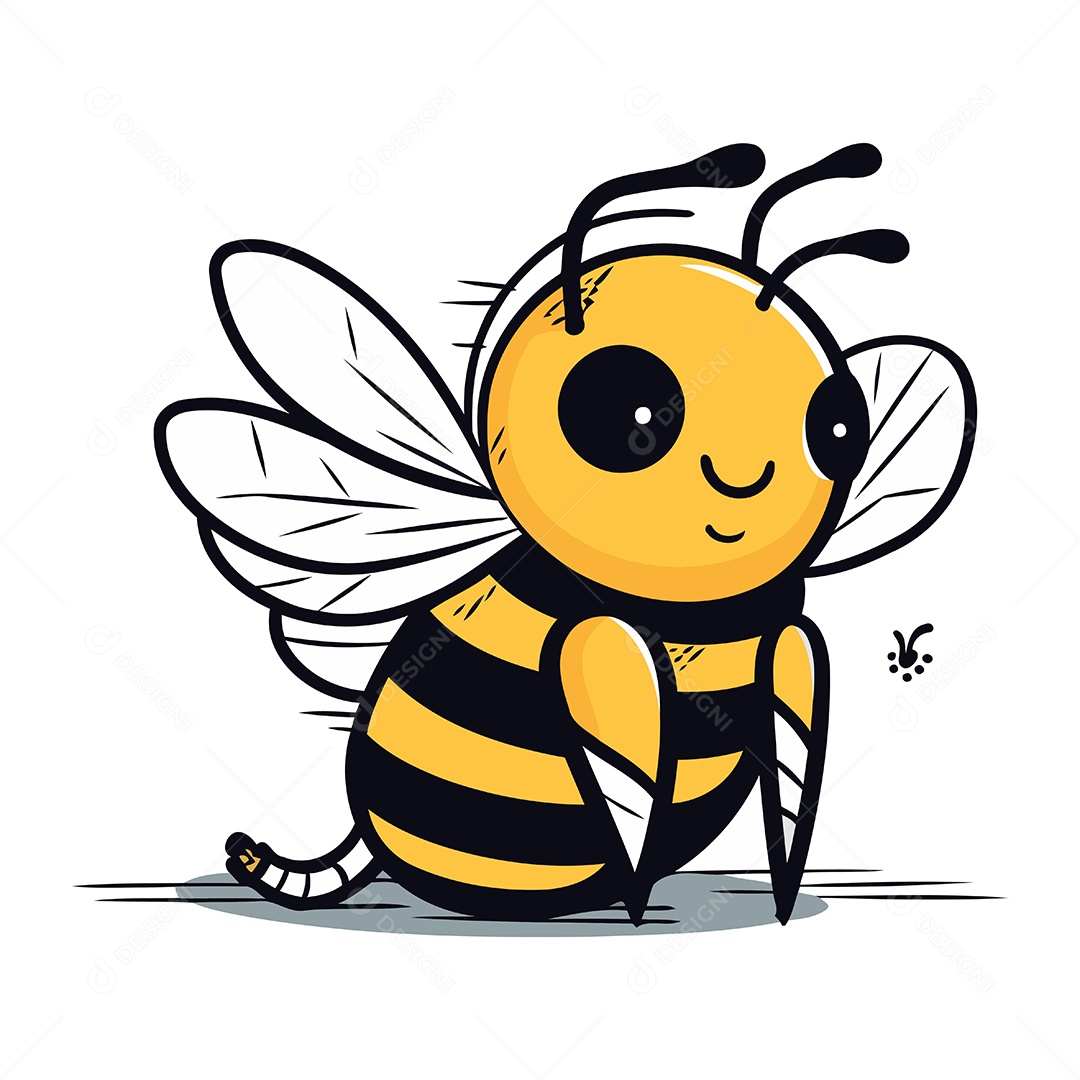 Abelha Fofa de Desenho Animado Ilustração Vetor EPS