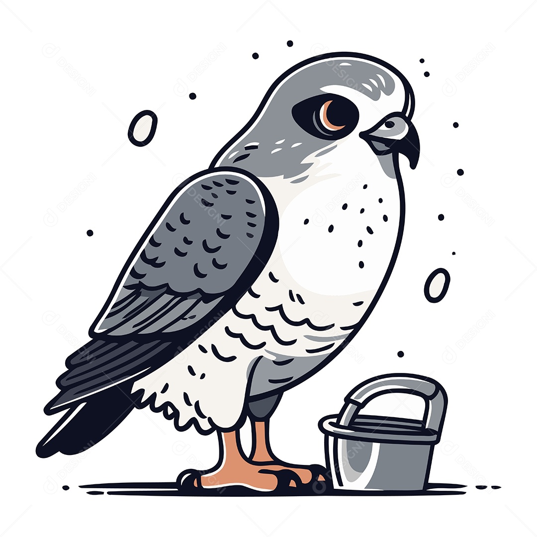 Falcão Peregrino de Desenho Animado Ilustração Vetor EPS