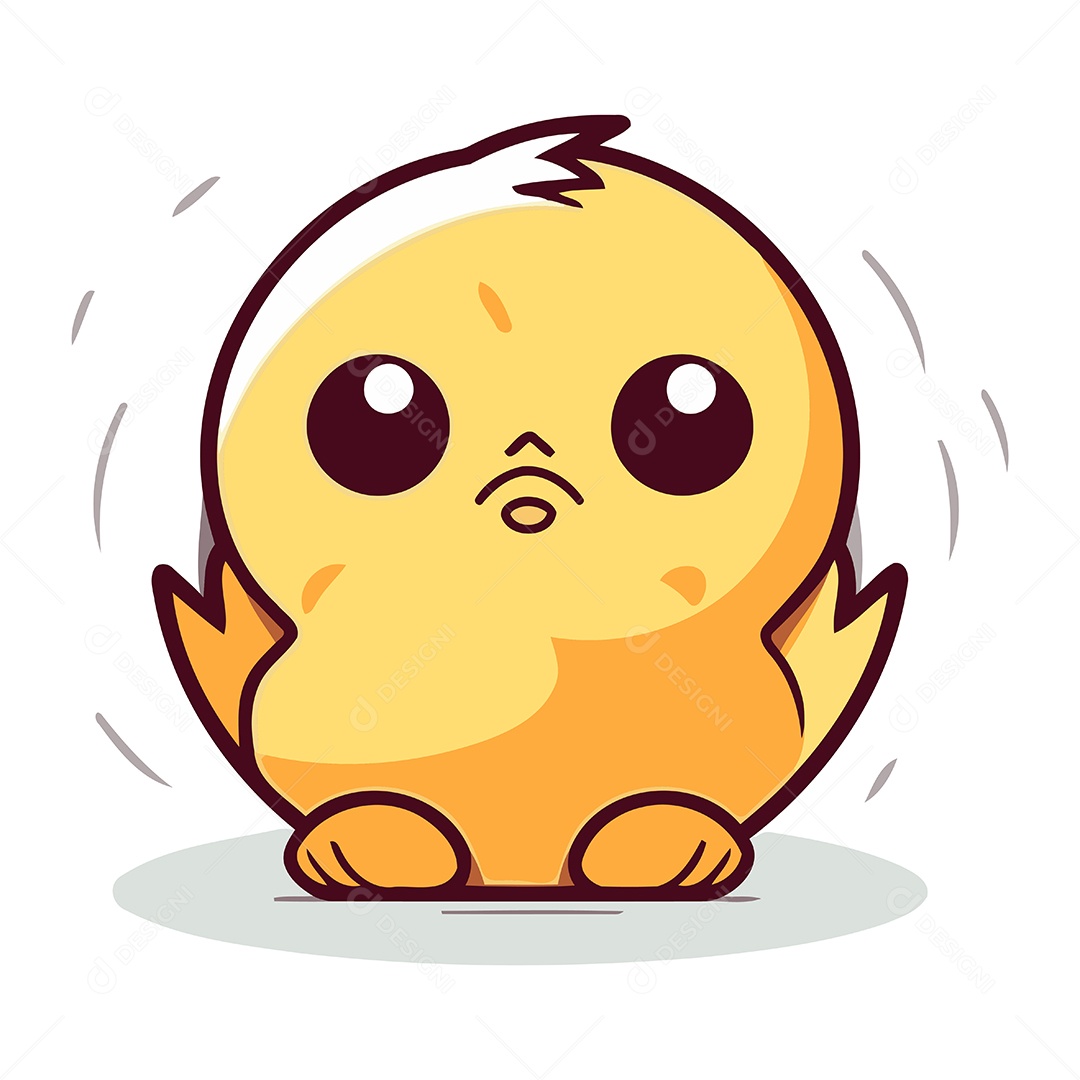 Pintinho Fofo de Desenho Animado Ilustração Vetor EPS