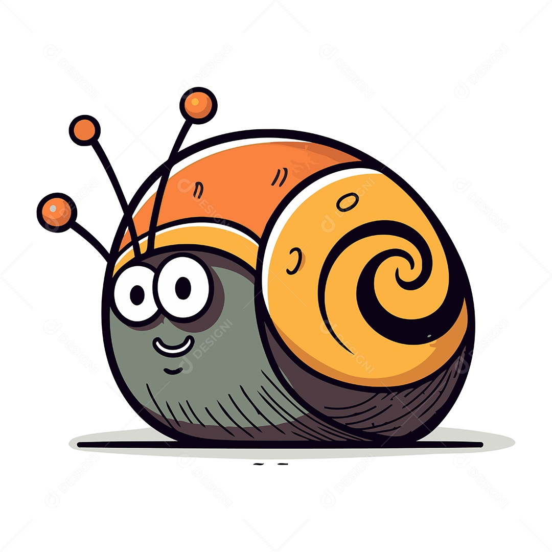 Caracol de Desenho Animado Ilustração Vetor EPS