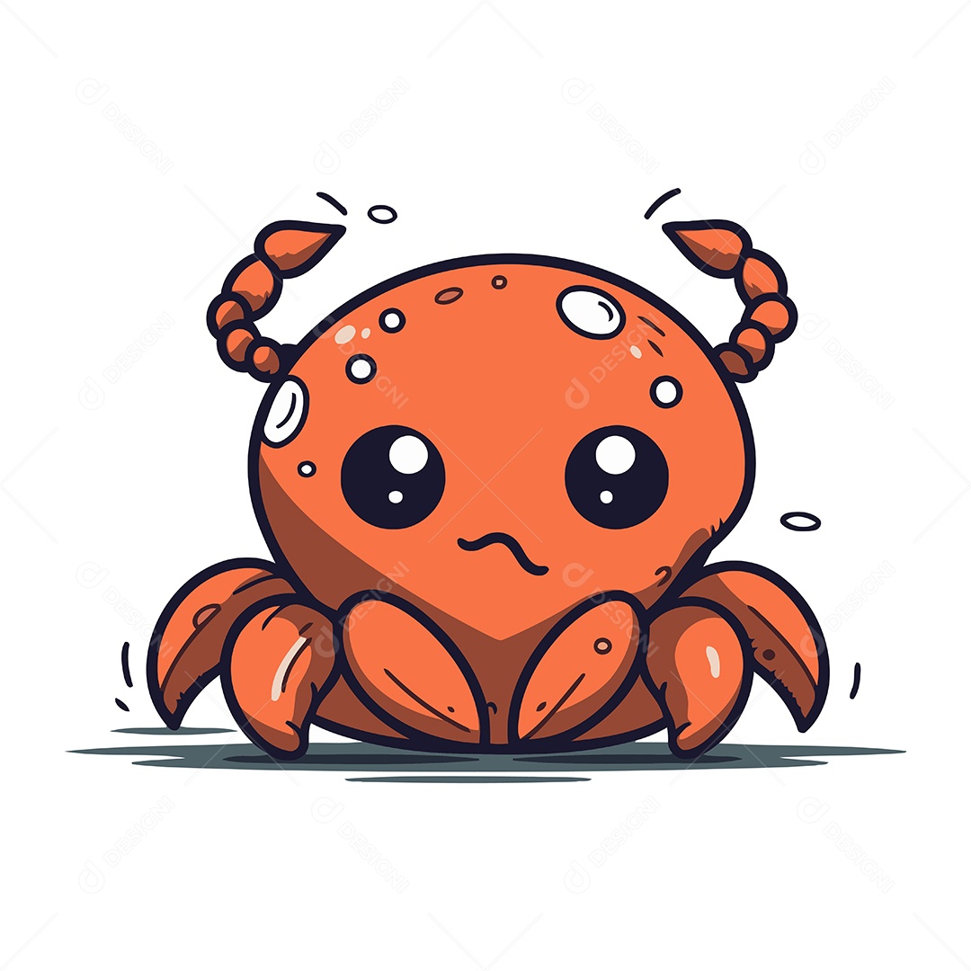 Caranguejo Fofo de Desenho Animado Ilustração Vetor EPS