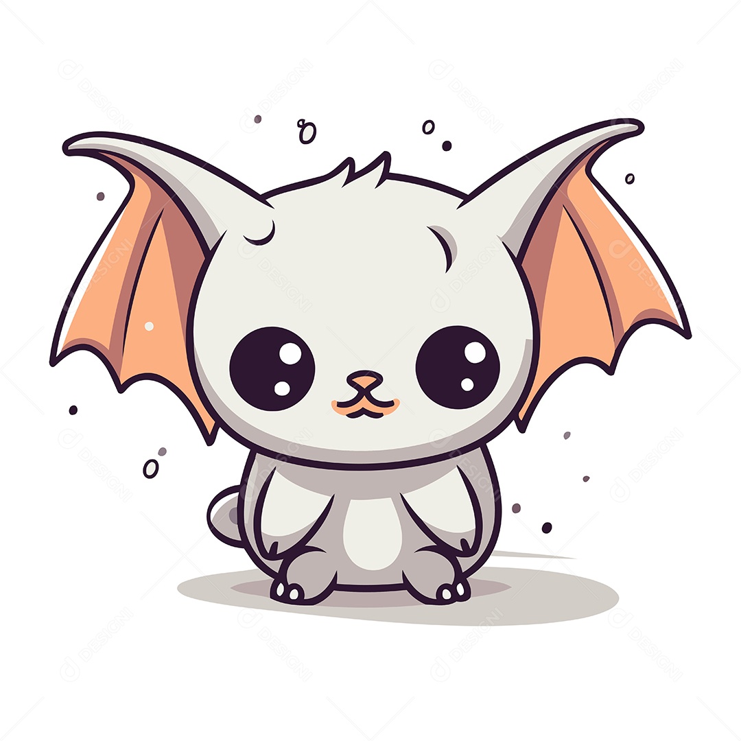 Morcego Fofo de Desenho Animado Ilustração Vetor EPS