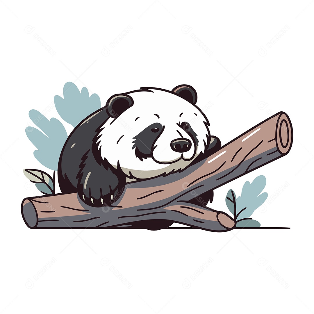 Urso Panda Fofo de Desenho Animado Ilustração Vetor EPS