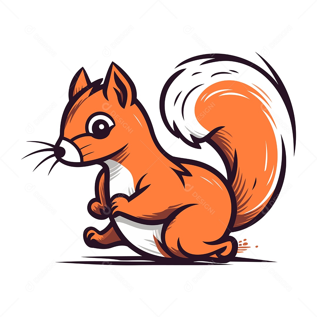 Esquilo Fofo de Desenho Animado Ilustração Vetor EPS