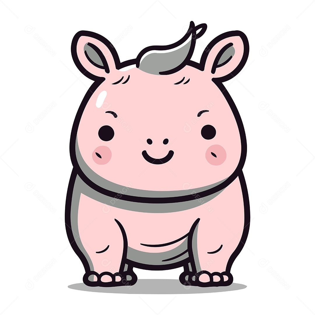 Hipopótamo Fofo de Desenho Animado Ilustração Vetor EPS