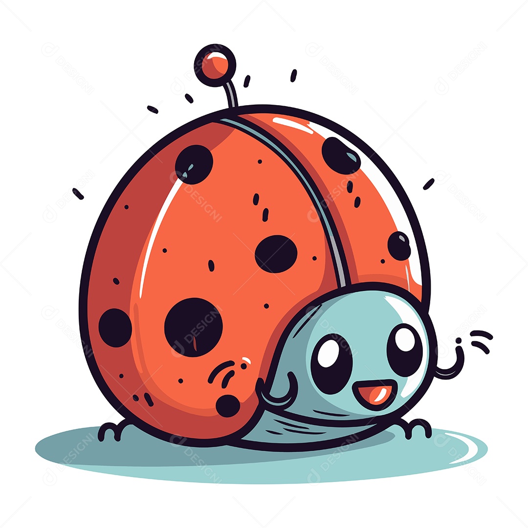 Joaninha Fofa de Desenho Animado Ilustração Vetor EPS