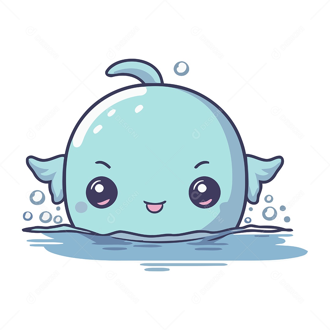 Baleia Fofa de Desenho Animado Ilustração Vetor EPS
