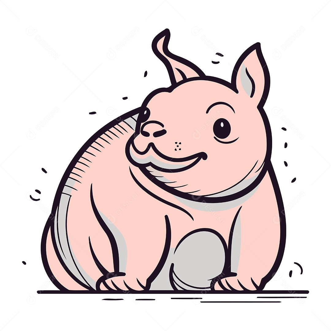 Porco de Desenho Animado Ilustração Vetor EPS