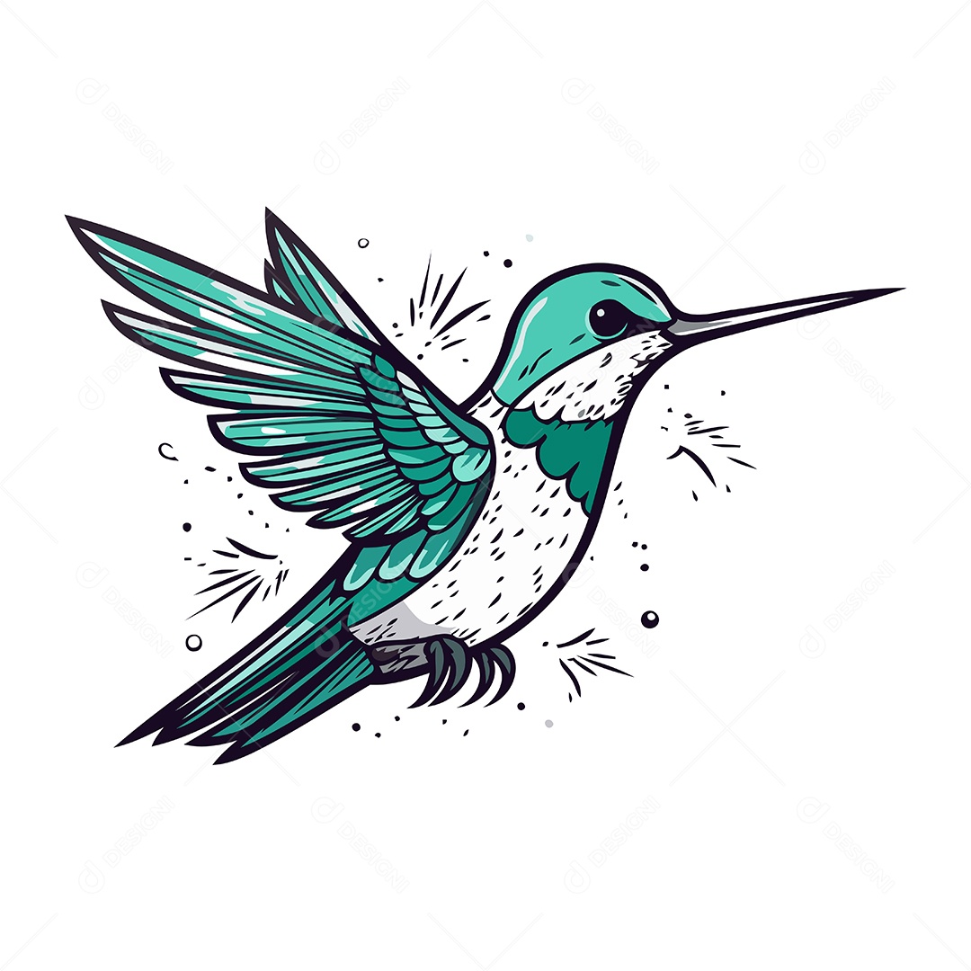 Beija Flor de Desenho Animado Ilustração Vetor EPS