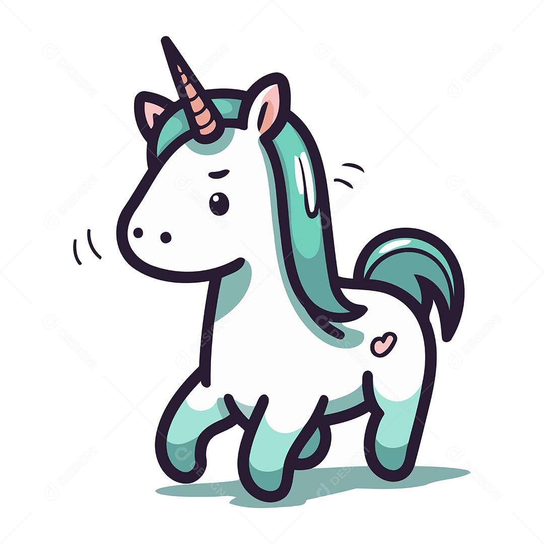 Unicórnio Fofo de Desenho Animado Ilustração Vetor EPS