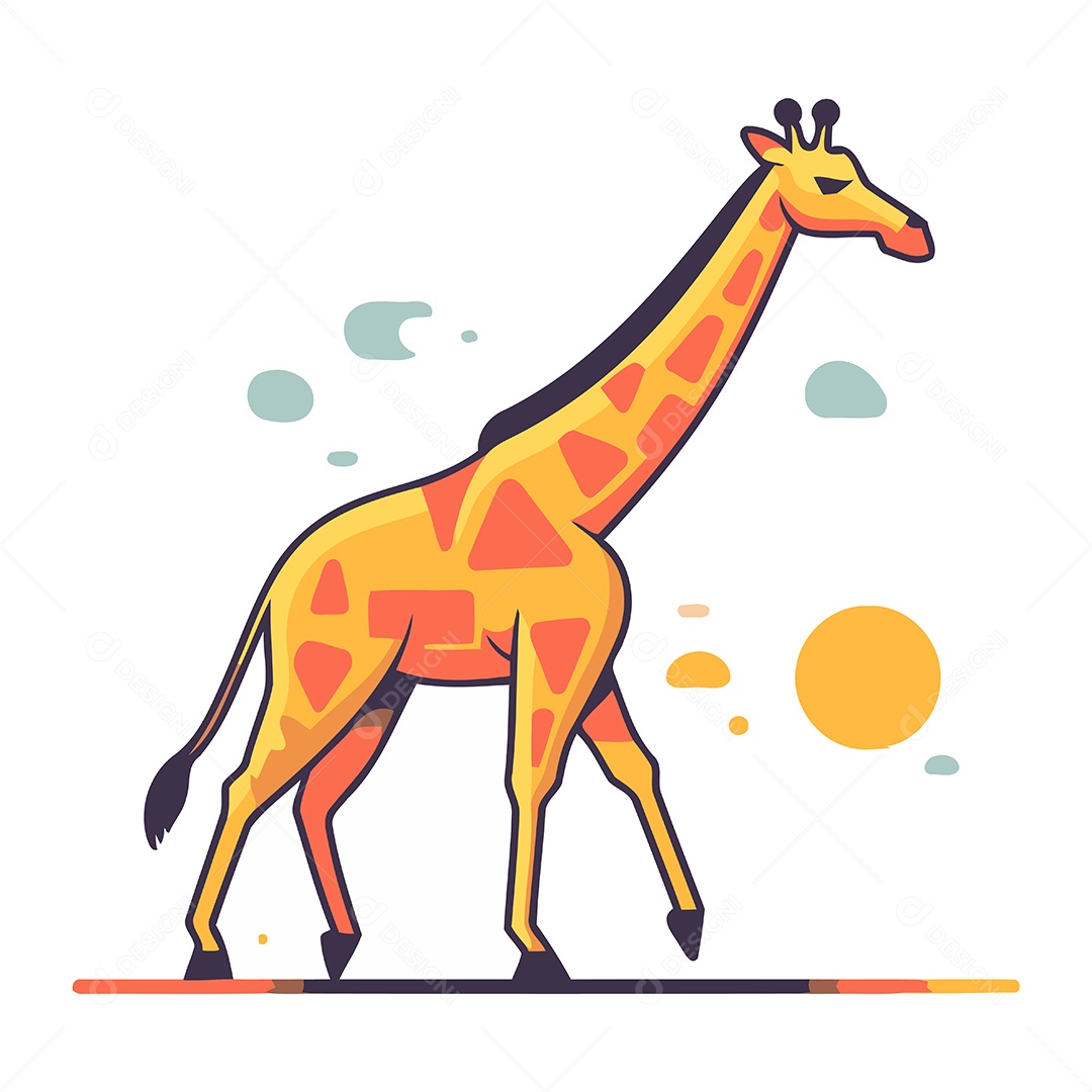 Girafa Fofa de Desenho Animado Ilustração Vetor EPS