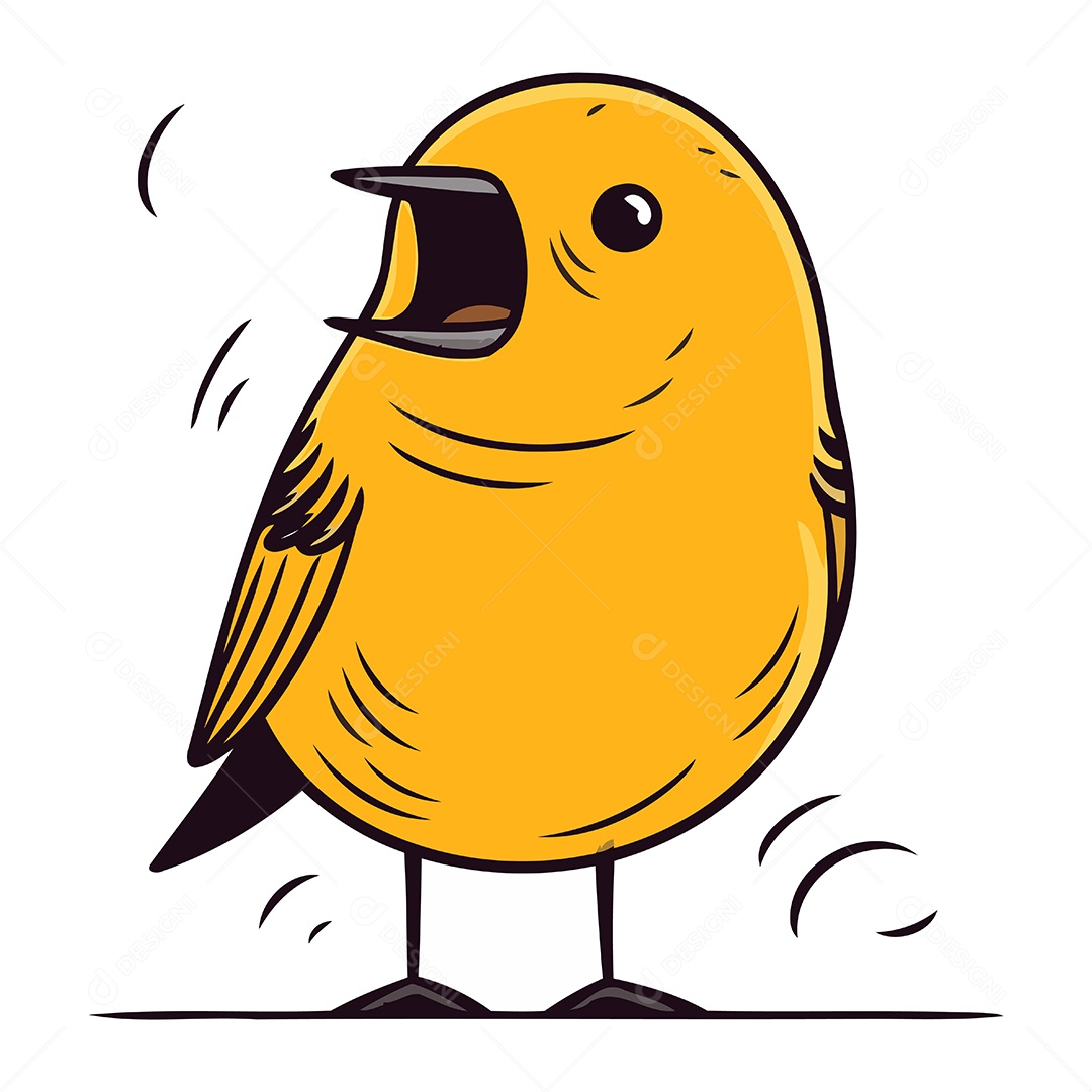 Passarinho Amarelo Fofo Ilustração Vetor EPS