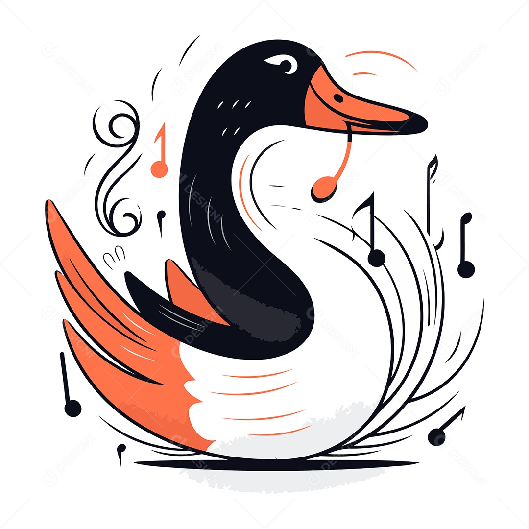 Cisne de Desenho Animado Ilustração Vetor EPS