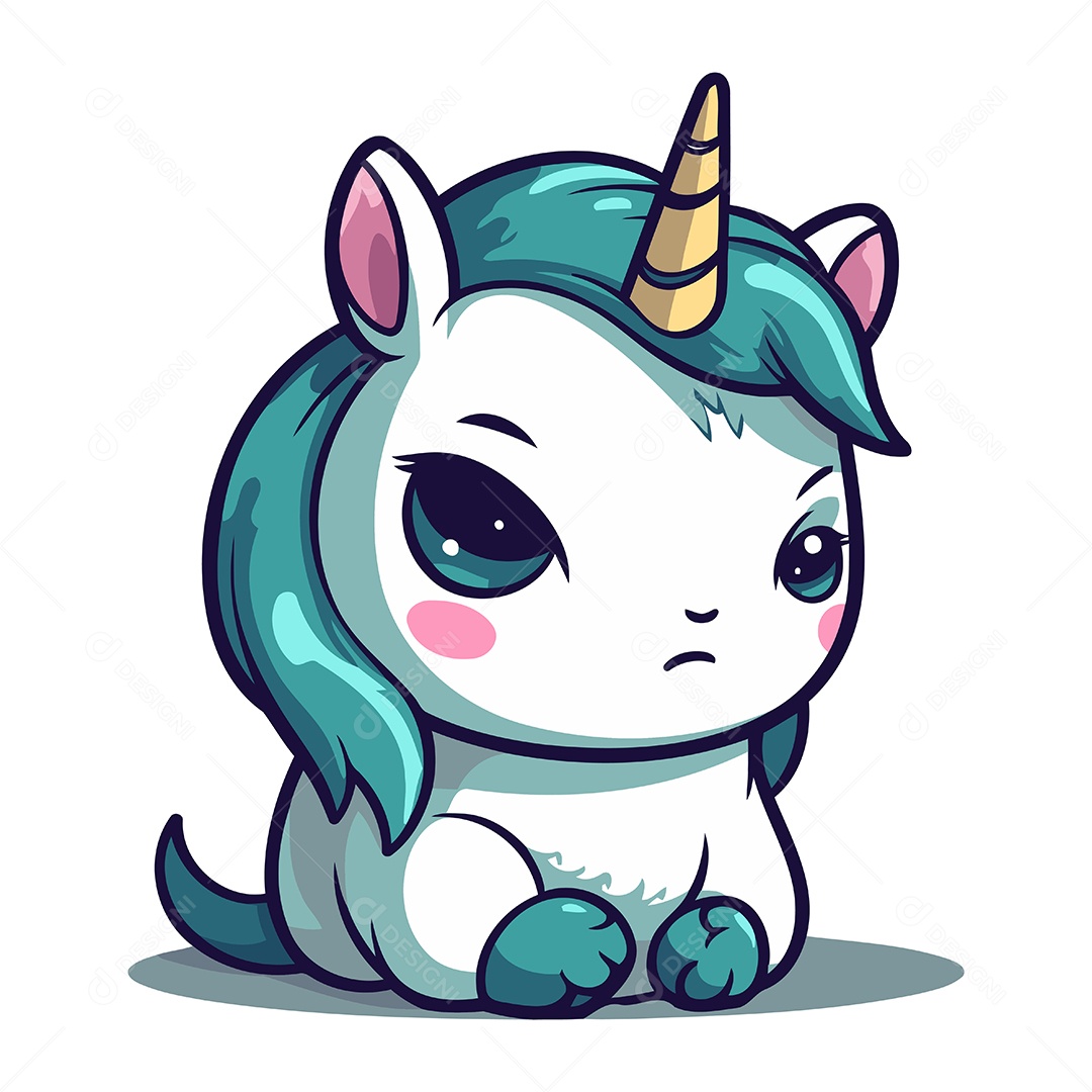 Unicórnio Fofo de Desenho Animado Ilustração Vetor EPS